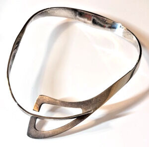 Vintage Taxco Mexico 950 Silver Modernist Bypass Choker Collar Necklace 106g
